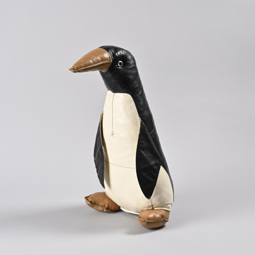 Pingouin décoratif en cuir multicolore, France, années 1970