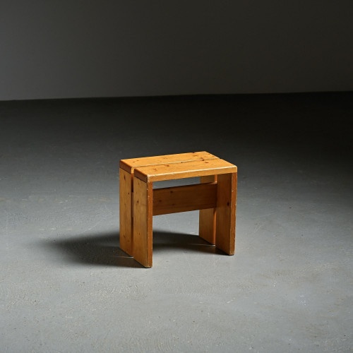 Solid Pine Stool from Les Arcs circa 1975.