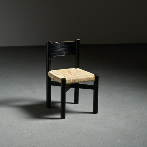 Black Meribel chair in ash wood, Charlotte Perriand, from Méribel resort