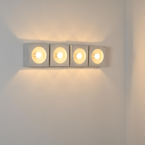 Set of 4 white metal sconces by Guy Bertrand for Disderot, circa 1965