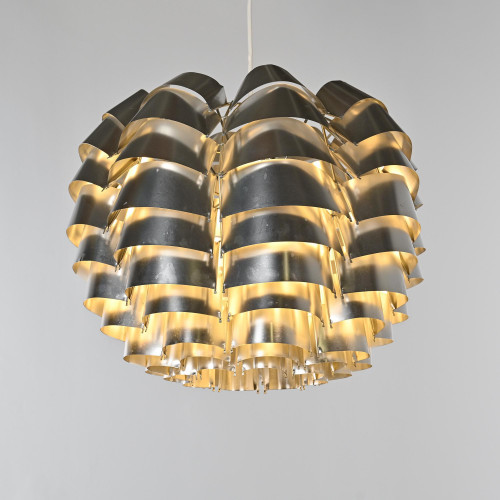 Orion pendant light in aluminum by Max Sauze, France, circa 1970