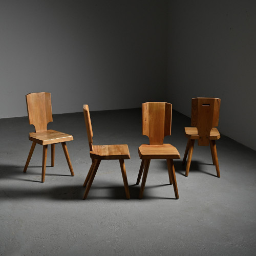 Suite de 4 chaises modèle S28 par Pierre Chapo, France vers 1965