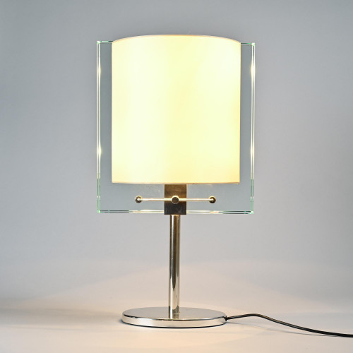 Lampe de table en verre et métal chromé par Nathalie Grenon pour Fontana Arte, Italie, circa 1990