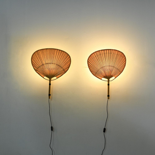 Pair of Uchiwa II  wall lights by Ingo Maurer, Design M 1973