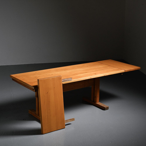 Extendable Solid Pine Dining Table, Les Arcs, France.