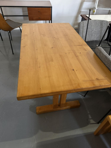 Solid Pine Dining Table, Les Arcs, France.