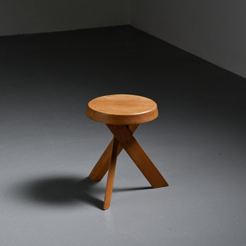 Original Solid Elm S31 Stool by Pierre Chapo, circa 1980