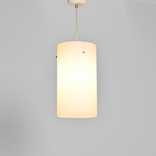 Opaline glass cylindrical pendant light, 1970s