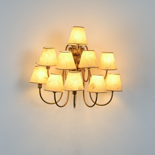 Nine-arm brass wall light, France, circa 1950