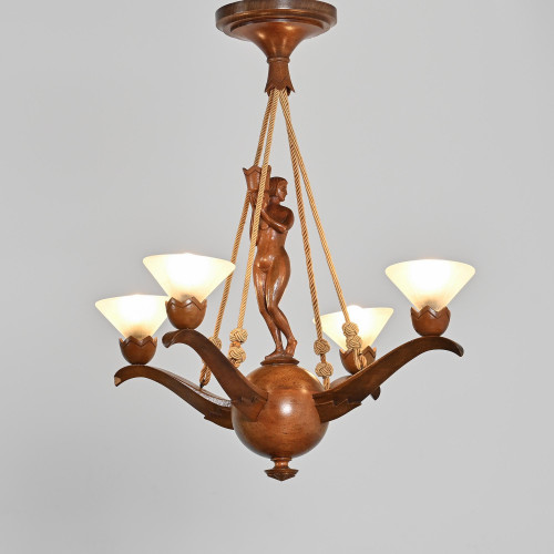 Carved oak chandelier, 1920s work
