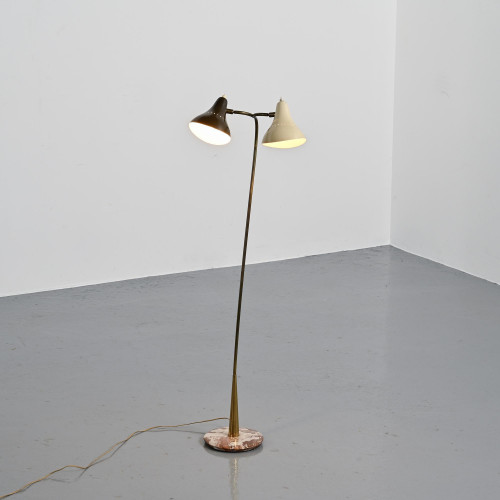 Double-arm adjustable reading floor lamp by J.J.M. Hoogervorst, Anvia, circa 1950