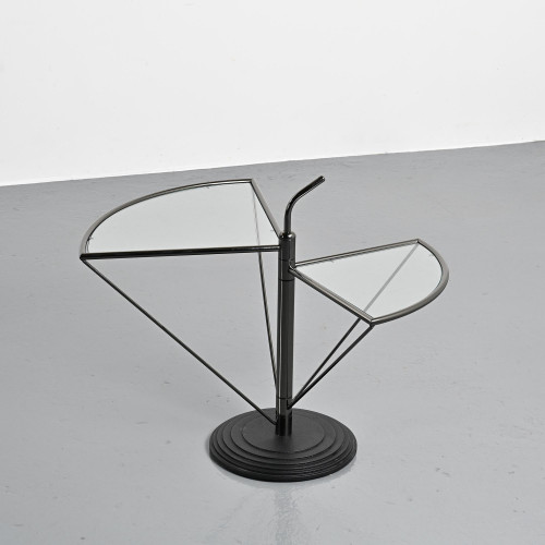 Dardo coffee table in glass and metal by OMA, Italy, circa 1980