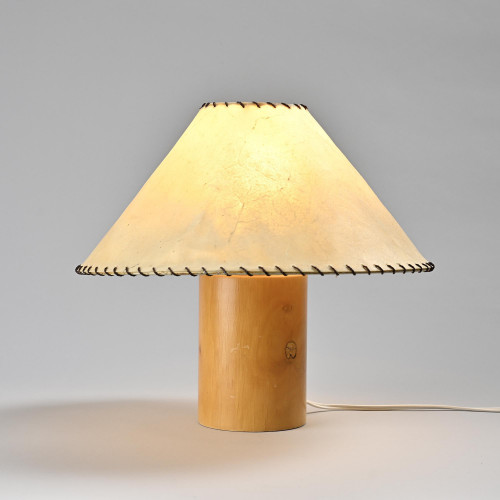 Solid pine table lamp, French work, 1970s