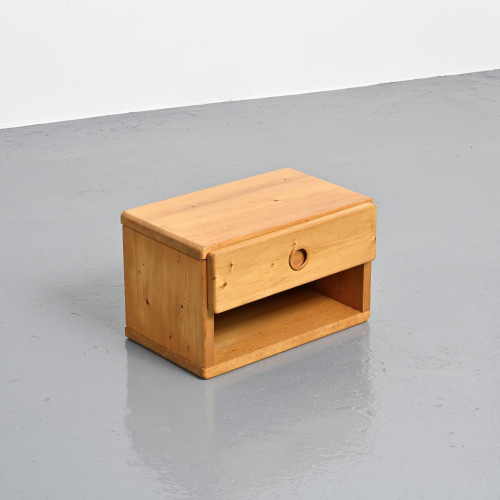 Solid Pine Nightstand from les Arcs, France 1975