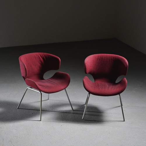 Pair of Kabuto Armchairs by Isamu Kenmochi, Tendo Mokko Japan 1965