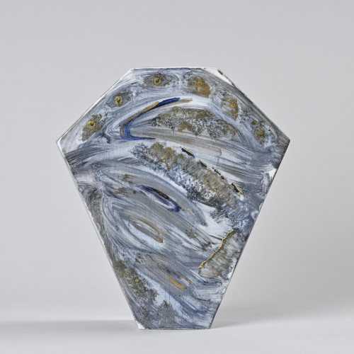 Painted porcelain vase, La Borne workshop, France, circa 1990