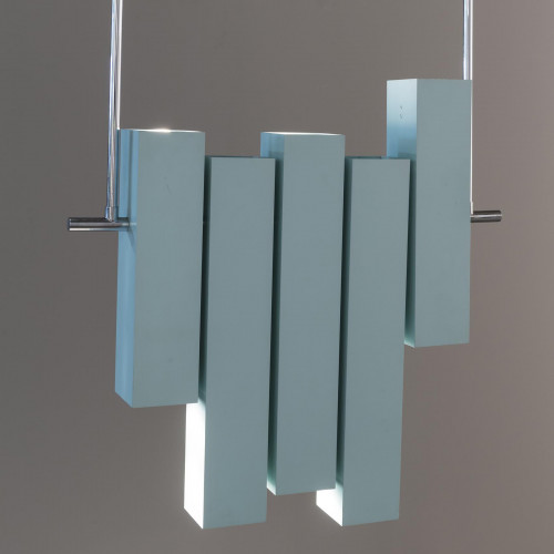 Rare Prototype : Lustre en métal laqué bleu , Lumi, ca. 1970