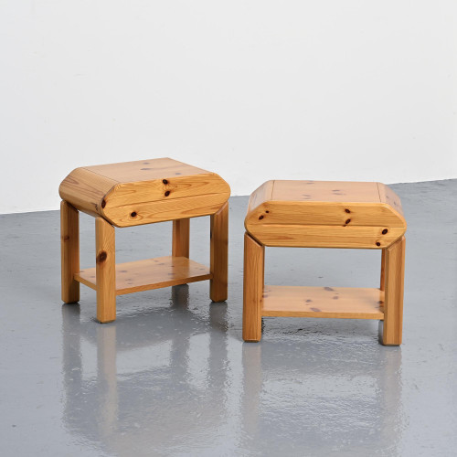 Pair of pine bedside tables by Maison Regain, circa 1970