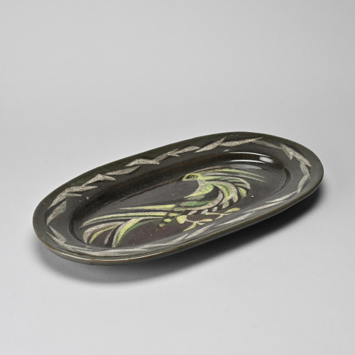 Plat en céramique émaillée, Menelika, Suisse, circa 1950