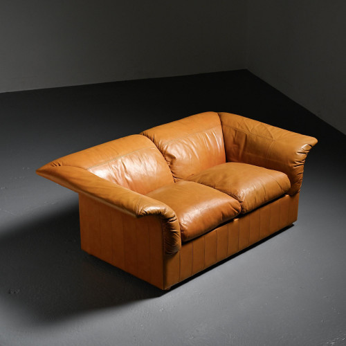 Paire de sofas Loto en cuir par Luigi Massoni pour Poltrona Frau, Italie, 1976