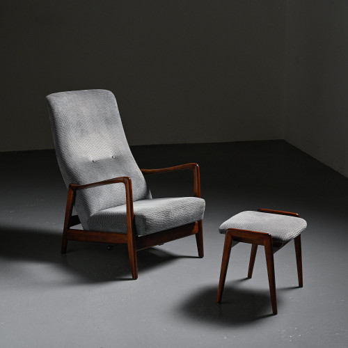 Fauteuil 829 et ottoman par Gio Ponti pour Cassina
