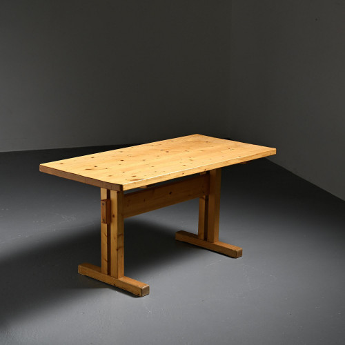 Solid Pine Dining Table from Les Arcs circa 1975