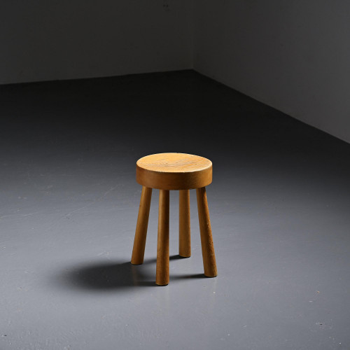 Tabouret en pin massif, Charlotte Perriand années 1960