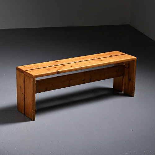 Solid Pine Bench from Les Arcs, France, circa 1973