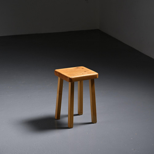 Stool in pin wood by Charlotte Perriand, France
