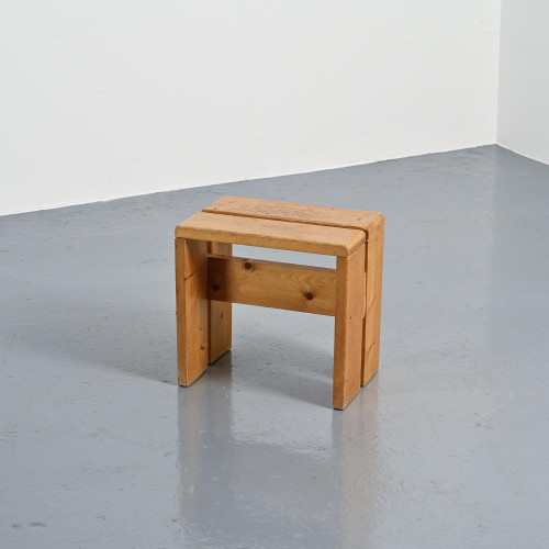 Solid Pine Stool from Les Arcs, France