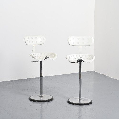 Pair of Stools with Backrests by Étienne Fermigier, Mirima, circa 1975