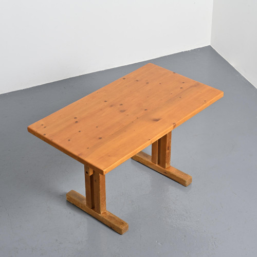 Pine Table Selected by Charlotte Perriand for Les Arcs, France, circa 1970