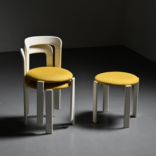 Ensemble de deux chaises et un tabouret par Bruno Rey, Dietiker, circa 1975