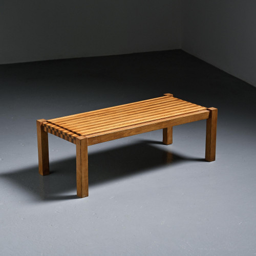 Table basse graphique en bois bicolore, circa 1960