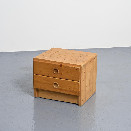 Solid Pine Nightstand from les Arcs, France 1975