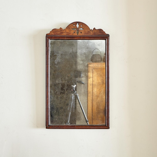 A George III walnut veneer rectangular mirror