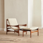 A pair of model P40 Iroco chairs with footstools by Franco Bettonica (1927 - 1999)
