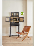 An exceptional ebony veneered and silk stumpwork Antwerp cabinet on stand
