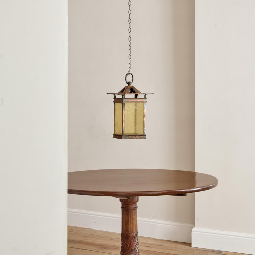 An Arts & Crafts copper plated lantern