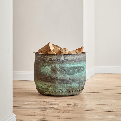 A large verdigris copper