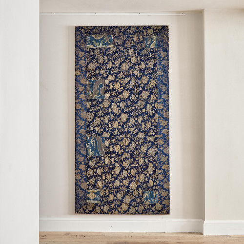 An Edo period midnight blue silk Kesa Robe
