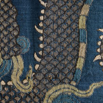 An Edo period midnight blue silk Kesa Robe