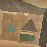 "Mountain Lake with Boats' - collaged paper by Francis Davison (1919 - 1984)