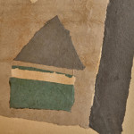 "Mountain Lake with Boats' - collaged paper by Francis Davison (1919 - 1984)