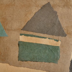 "Mountain Lake with Boats' - collaged paper by Francis Davison (1919 - 1984)