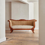 A fine Regency Amboyna sofa in the manner of George Bullock (1777 - 1818)