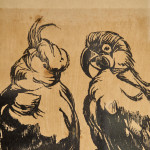 'Parrots' - a woodblock print by Poul Rytter (1895 - 1965)