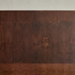 A rectangular steel and end-grain teak coffee table