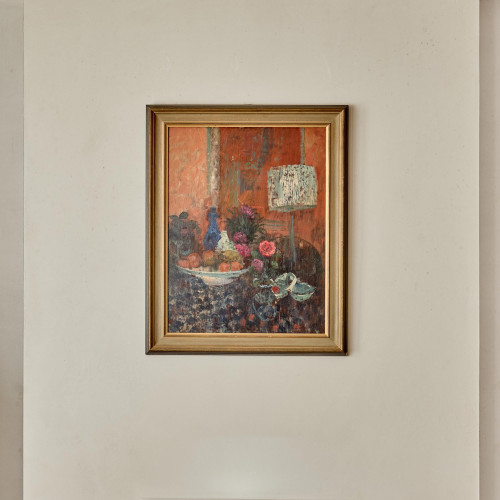 "Rose Still Life" - Oil on board by Lionel Bulmer (1919 - 1992)
