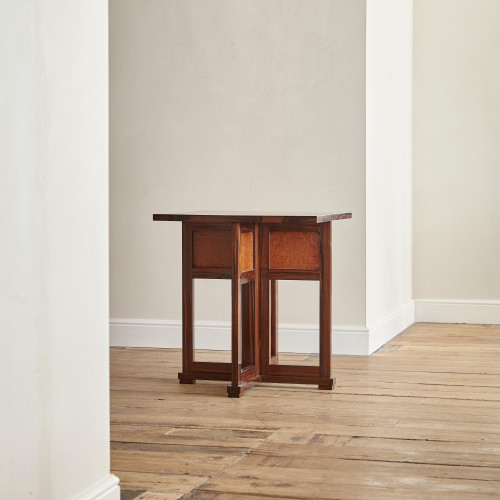 An Art Deco burr amboyna and macassar ebony square centre table attributed to Francis Jourdain (1876 - 1958)